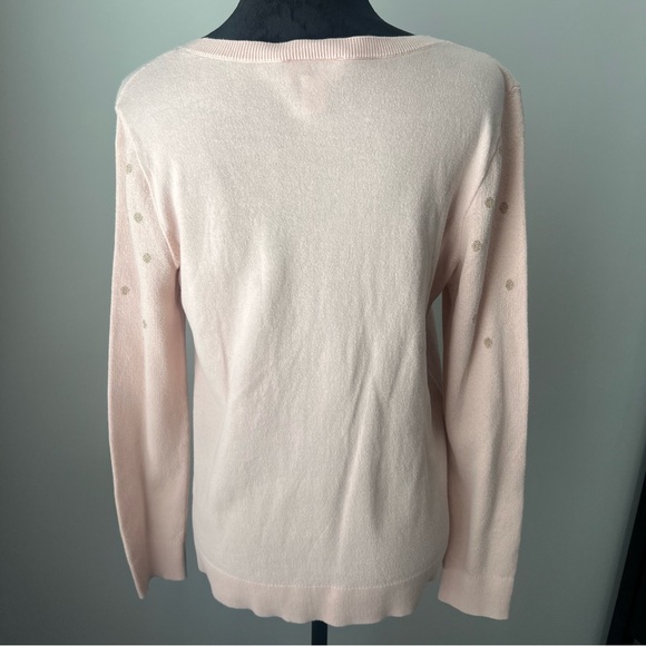 LOFT Light Pink Sweater with Gold Dotted Design - L - Picture 4 of 8